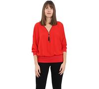 Malito Blusa con Ziper 3/4 Túnica Parte Superior Top Obersized Zipper 6297 Mujer Talla Única (Rojo)