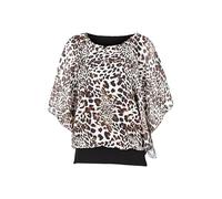 Malito - Blusa de mujer con aspecto de murciélago - Túnica de manga corta con corte cómodo - Elegante blusa de cintura ancha - Camiseta Leo estampada y Uni 6296 (34-42), 36-44