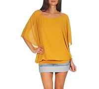 Malito Elegante Blusa Túnica Parte Superior Top Obersized 6296 Mujer Talla Única (Amarillo Oscuro)