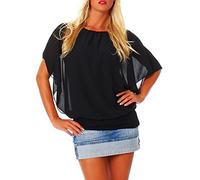 Malito Elegante Blusa Túnica Parte Superior Top Obersized 6296 Mujer Talla Única (Negro)