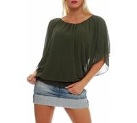 Malito Elegante Blusa Túnica Parte Superior Top Obersized 6296 Mujer Talla Única (Oliva)
