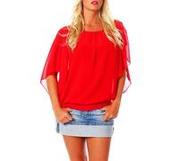 Malito Elegante Blusa Túnica Parte Superior Top Obersized 6296 Mujer Talla Única (Rojo)