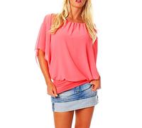 Malito Elegante Blusa Túnica Parte Superior Top Obersized 6296 Mujer Talla Única (Rojo Claro)
