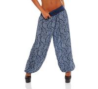 Malito Harem Pantalón con Orient Print Boyfriend Aladin Bombacho Sudadera Baggy Yoga 8580 Mujer Talla Única (Azul Jean)