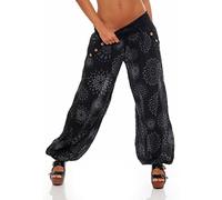 Malito Harem Pantalón con Veraniego Print Boyfriend Aladin Bombacho Sudadera Baggy Yoga 3481 Mujer Talla Única (Negro)