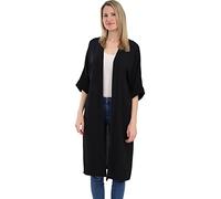 Malito - Kimono para mujer - Cardigan para el verano - Túnica Poncho Blazer para el día a día - Playa Fiesta Bikini Cover Up Basic 2342 Talla única, Negro , 36-44