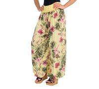 malito more than fashion 8939 - Pantalones harén para mujer, con estampado floral, para bailar, para relajarse, para tiempo libre, pantalones, amarillo claro, 36-44