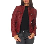 Malito Mujer Chaqueta Cuero Sintético Biker Chaqueta Saco Blazer 5179 (Rojo, S)