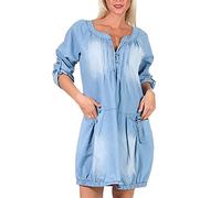 Malito Mujer Jeans Vestida Bata Prenda Algodón 6255 (Azul Claro)