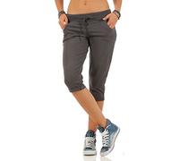 Malito Mujer Pantalón Boyfriend Unicolor Baggy Pantalones Chándal 83701 (Gris Oscuro)