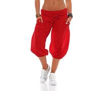 Malito Mujer Pantalón con Cinturón Corto Aladin Yoga Pants 3416 (Rojo)