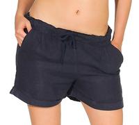 Malito Mujer Pantalones de Lino Pantalones Cortos Bermuda Basic 1964 (Azul Oscuro, S)
