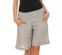 Malito Mujer Pantalones de Lino Pantalones Cortos Bermuda Uni Colors 8024 (Gris Claro, L)