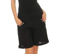 Malito Mujer Pantalones de Lino Pantalones Cortos Bermuda Uni Colors 8024 (Negro, L)