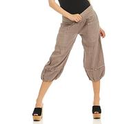 Malito Mujer Pantalones de Lino Pantalones de Ocio Pantalones Bombachos Basic 1575 (Fango, XL)