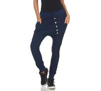 Malito Mujer Pantalones Jogging Tapeta de Botones Pantaloni Deporte 7398 (Azul Oscuro)