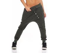 Malito Mujer Pantalones Jogging Tapeta de Botones Pantaloni Deporte 7398 (Oliva)