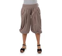 Malito - Pantalón Capri Mujer - pantalón Corto Unisex de algodón - pantalón de Tejido Ligero y cómodo para los días cálidos - pantalón aladino Fino para el Verano 23286P Fango