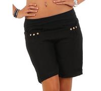 Malito Pantalón Cortos de Tela de Lino en élastico Cintura del Pantalón 6822 Mujer (L, Negro)