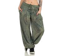 Malito Pantalón Estampado Yoga Pantalón-Anchos 3485 Mujer (Aceituna)