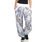 Malito Pantalón Estampado Yoga Pantalón-Anchos 3485 Mujer (Blanco)