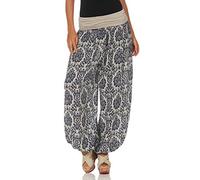Malito - Pantalones bombachos para mujer con estampado de yoga, harén para bailar y relajarse, Aladino largos de ocio 7198 Talla única, beige 36-44