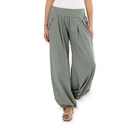 Malito - Pantalones bombachos para mujer - Pantalones de tela aireados para la playa y el día a día - Pantalones holgados para el verano - Pantalones casuales de verano 23245P talla única