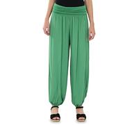 Malito - Pantalones de harén para mujer - Bombachos de algodón - ligera prenda de tela de verano - Pluderhose para bailar y relajarse - Aladinhose delgada 1482 (Talla única XS-XL), verde, 36-44