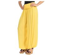Malito - Pantalones de harén para mujer - Bombachos de algodón - ligera prenda de tela de verano - Pluderhose para bailar y relajarse - Aladinhose delgada 1482 (Talla única XS-XL), amarillo oscuro, 36
