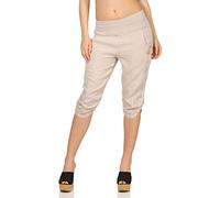 Malito Pantalones de Lino Pantalones de Ocio Colores Liso 7988 Mujer (Beige, L)