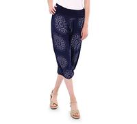 Malito - Pantalones Harem Capri señoras algodón Estampado Oriental - Pantalones Cortos Hippie para la Playa y Todos los días - Aladdin Pantalones/Bombachos para Las Mujeres 7196 Azul Oscuro