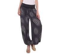 Malito - Pantalones Harem Damas algodón Estampado Oriental - Pantalones Hippie cómodo para la Playa y Todos los días - Aladdin Pantalones/Bombachos para Las Mujeres 7197 Gris Oscuro