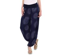 Malito - Pantalones Harem Damas algodón Estampado Oriental - Pantalones Hippie cómodo para la Playa y Todos los días - Aladdin Pantalones/Bombachos para Las Mujeres 7197 Azul Oscuro