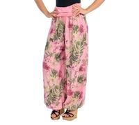 Malito - Pantalones harén para mujer con estampado floral - bombachos transpirables - pantalones delgados de ocio y playa - Aladinhose amable con la piel 8939 (XS-XL), Rosa., 36-44