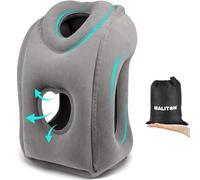 Maliton Almohada de Viaje Inflable Almohada Cervical de Viaje portátil cojín de Apoyo Cervical cómodo Apoyo Cabeza y Barbilla para Coche, avión, Gris Oscuro