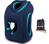 Maliton Almohada de Viaje Inflable Almohada Cervical de Viaje portátil cojín de Apoyo Cervical cómodo Apoyo Cabeza y Barbilla para Coche, avión, Azul