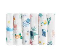 Maliton Baby Muslins Cotton, 6 Piezas 70 * 70cm Baby Muslin pañales Burp Cloths, 6 capas de absorción de agua y la suavidad de gasa para los bebés, bebé Burp paños de piel sensible para los recién nac