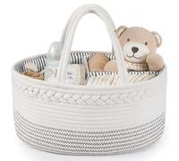 Maliton Organizador para cambiador, cesta organizadora para bebé, cesta de almacenamiento para cambiador, contenedor para pañales con compartimentos y asas, regalo para recién nacidos, ondas blancas