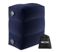 Maliton Reposapiés inflable para viajes, coche, hogar y oficina, altura ajustable, cama para niños, para vuelos largos (azul oscuro, 1 unidad)