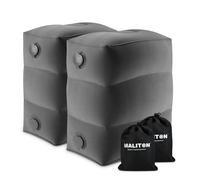 Maliton Viajes Inflable Reposapiés, Almohada Inflable Altura Ajustable Para Aviones, Almohada de Viaje Para Tren,CojíN de Altura Regulable Para Viajes-Gris Oscuro,2 piezas