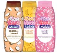 Malizia Baño de burbujas de coco tropical, aroma fresco y exótico de coco, fórmula suave y cremosa, piel suave e hidratante, tamaño familiar 500 ml (Cocco-Banana-Sweet Candy)