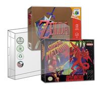 MALKO Paquete de 10 protectores de videojuegos compatibles con: SNES y N64 Game Box | Funda de plástico transparente