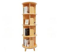 Malkoaswe Estantería giratoria para libros de 4 niveles, de madera de pino, giratoria 360°, 50 kg por nivel, ideal para dormitorio, salón