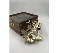 Malla Brass Original Sextante con Caja de Madera | Brújula Náutica para Navegación Celestial