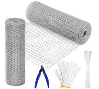 Malla Conejera Alambre Hexagonal Galvanizada 40cm x 6m Mallas Para Gallinero para bricolaje y decoración del hogar, con Mini Alicates de Corte y 1 Par de Guantes