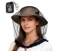 Malla de Cabeza contra Moscas | sobre Gorro con cordón Ajustable Suave, Grande y Largo | Capucha de Red contra Moscas para Cara & Cuello | para Pesca Camping Senderismo Jardinería Actividades al Aire