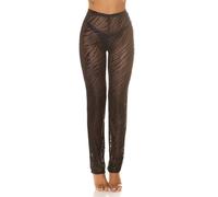 Malla de cintura alta Cover-Up Playa Pantalones Tubulares Transparente con Tigre Animal Print M