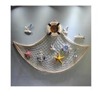 Malla de Estilo Mediterráneo Decoración Red de pesca for colgar en la pared, accesorio estudio for decoración del hogar, pegatinas mar, boya salvavidas marina sobre el jardín, artesanía náutica(White)