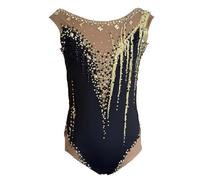 Malla De Gimnasia Rítmica Sin Mangas for Niña Con Diamantes De Imitación, Traje De Gimnasia Hecho A Mano De Alta Elasticidad for Mujer(M)