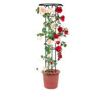 Malla de jardín para plantas trepadoras 185cm Torre Jardín Obelisco Celosía Tubo de acero recubierto de PP Antióxido Planta Maceta Soporte Escalada para Interior Exterior Flores Verduras Frutas